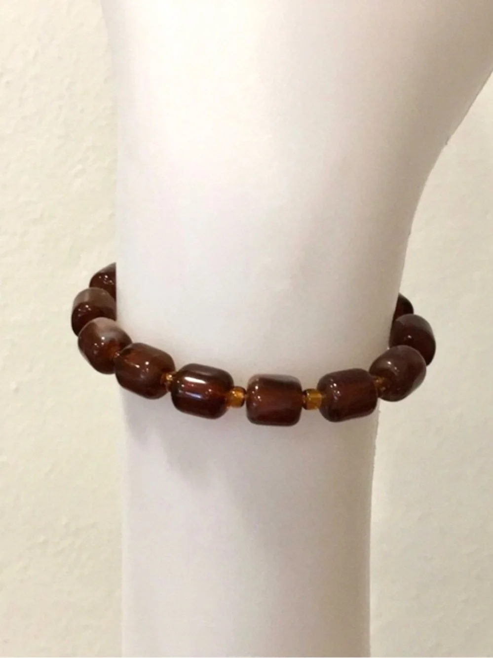 Chocolate Brown glass beads stretchy bracelet